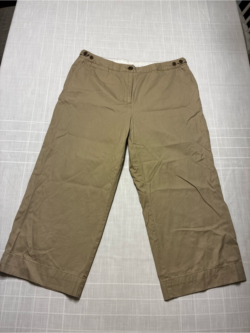 Lands' End Khaki Cropped Pants With Adjustable Waistband